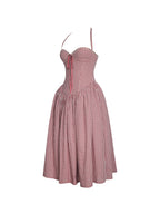 Susanna Red Cotton Gingham Drop Waist Midi Dress