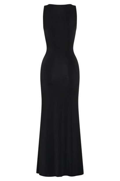 Beck Plunge Maxi Dress With Floral Hardware Black