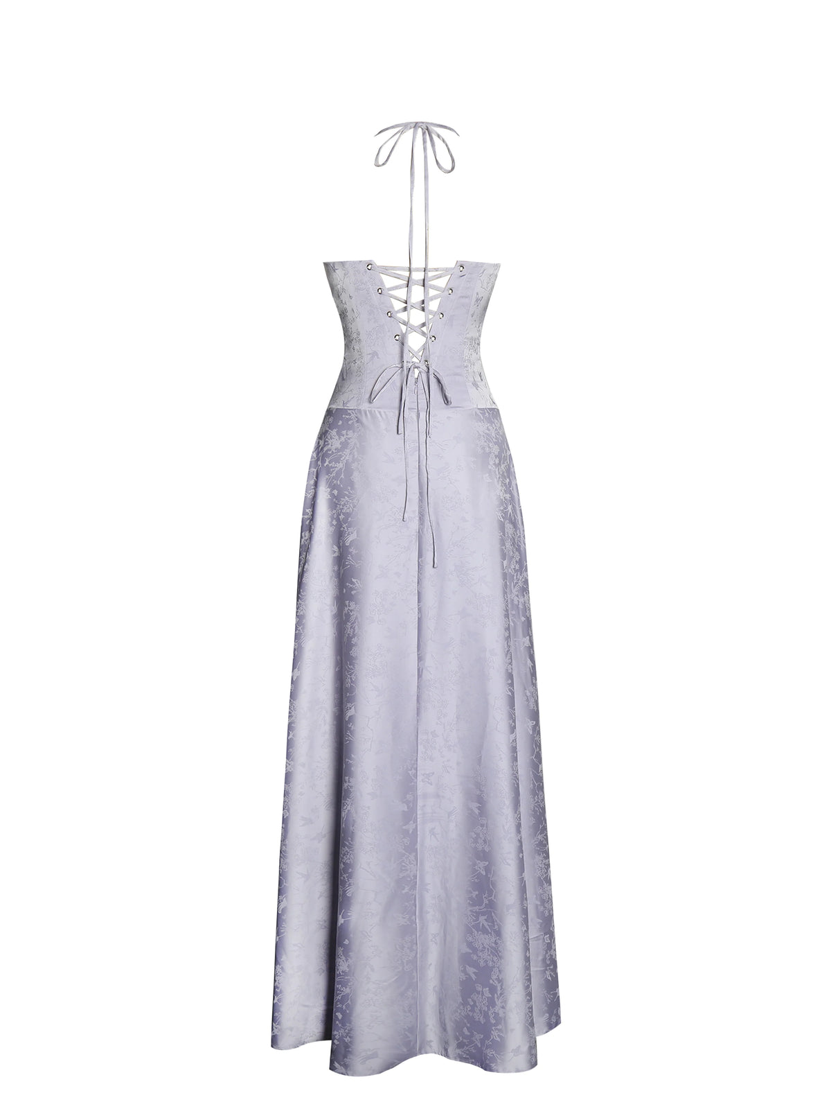 Raegan Taro Purple Jacquard Rouched Maxi Dress