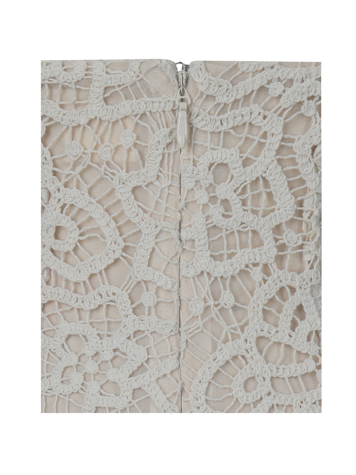 Faelyn Off White Double Fringe Crochet Halter Maxi Dress