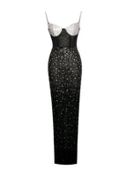 Jimena Crystal Embellished Back Slit Maxi Dress Archive Sale