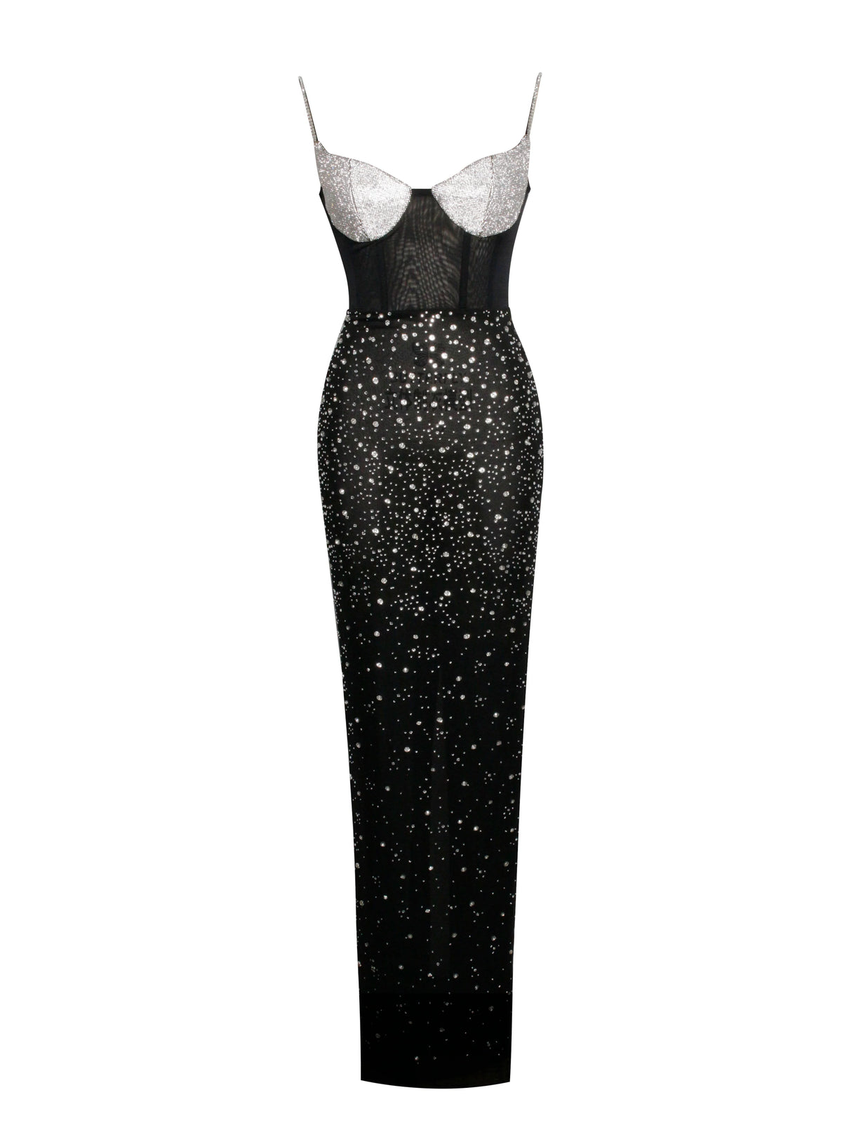 Jimena Crystal Embellished Back Slit Maxi Dress Archive Sale