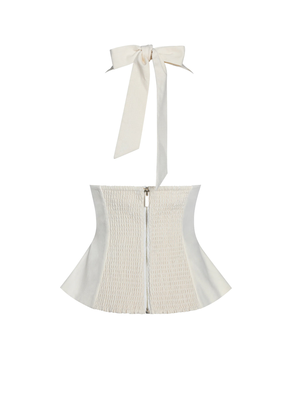 Quinzella Butter Yellow Linen Plunging Halter Neck Top