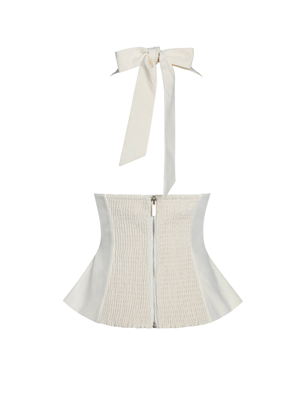 Quinzella Butter Yellow Linen Plunging Halter Neck Top