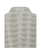 Xylona Beige Gold Crochet Teardrop Neckline Mermaid Maxi Dress