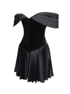 Echo Black Velvet Off shoulder Pleated Mini Dress