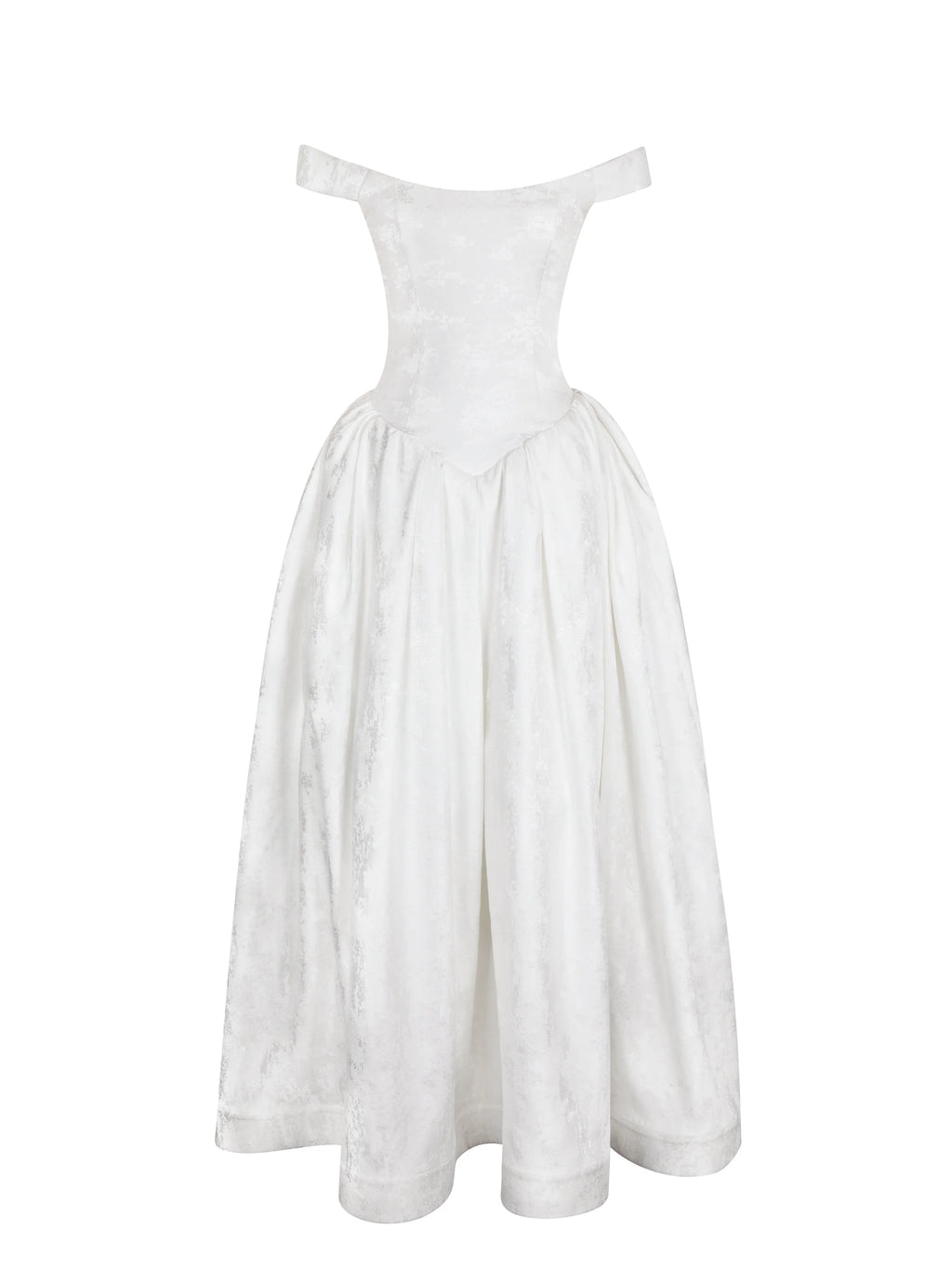 Tinsley White Jacquard Bardot Wedding Gown