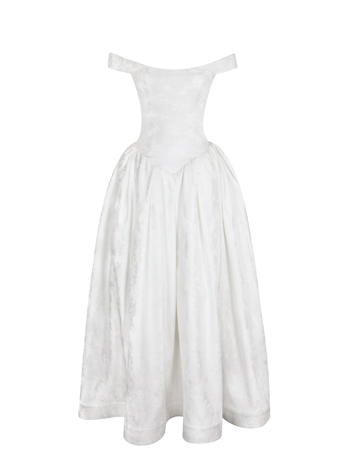 Tinsley White Jacquard Bardot Wedding Gown
