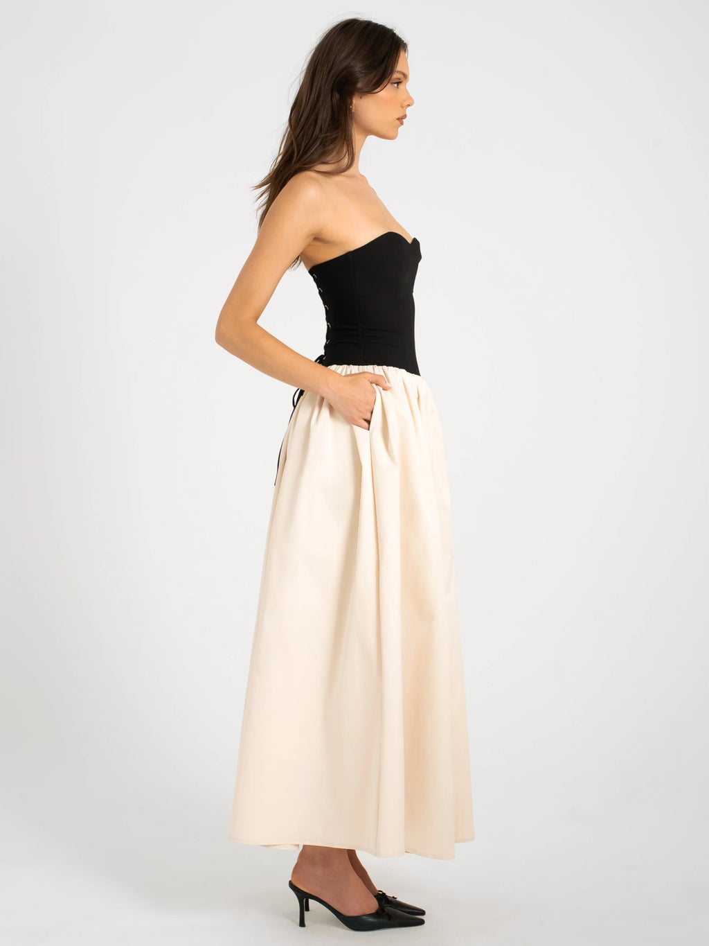 Sana Sweetheart Lace up Back Drop Waist Maxi Dress Archive Sale