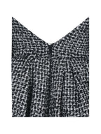 Katalina Black White Tweed Backless Midi Dress
