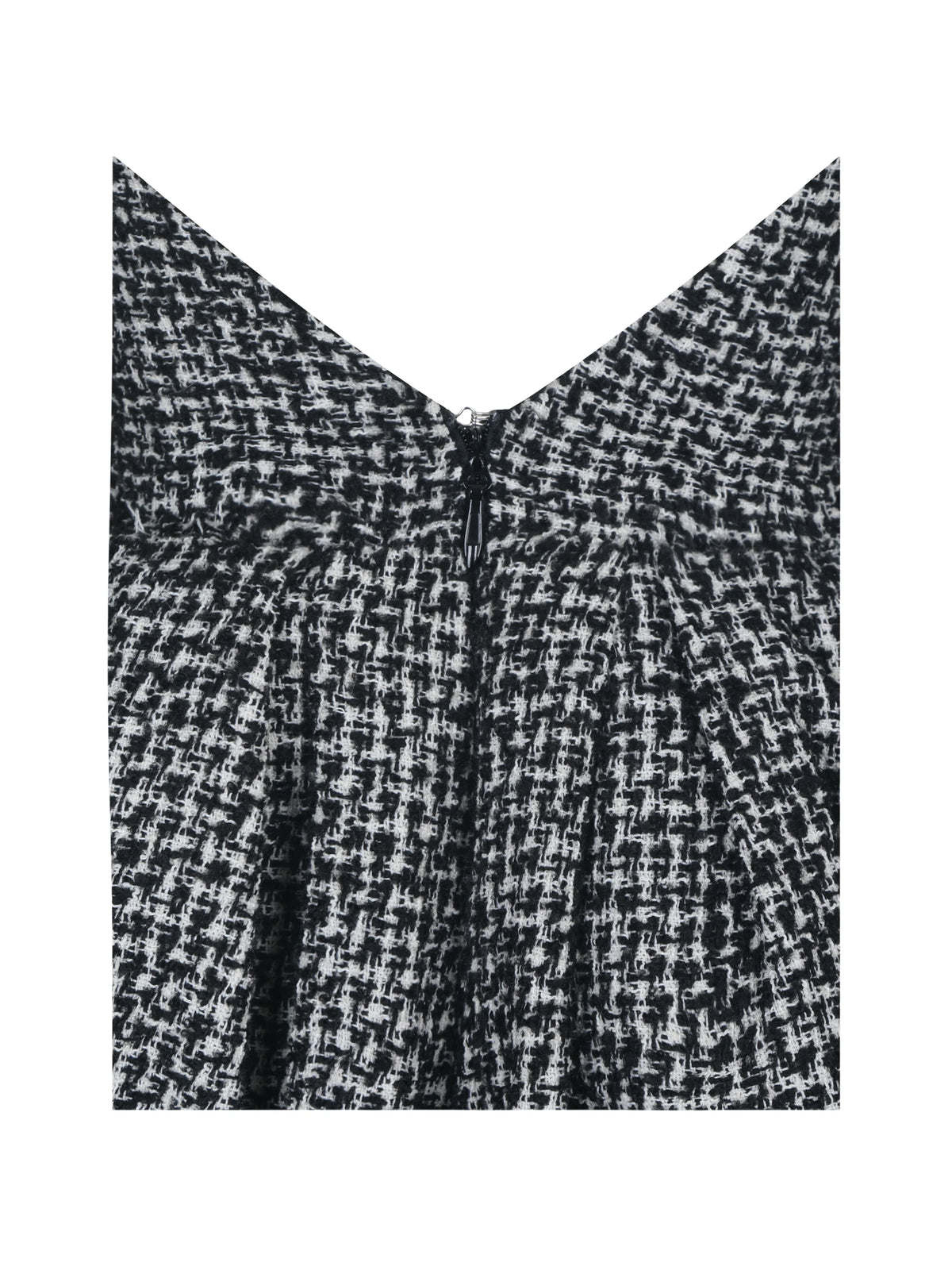 Katalina Black White Tweed Backless Midi Dress