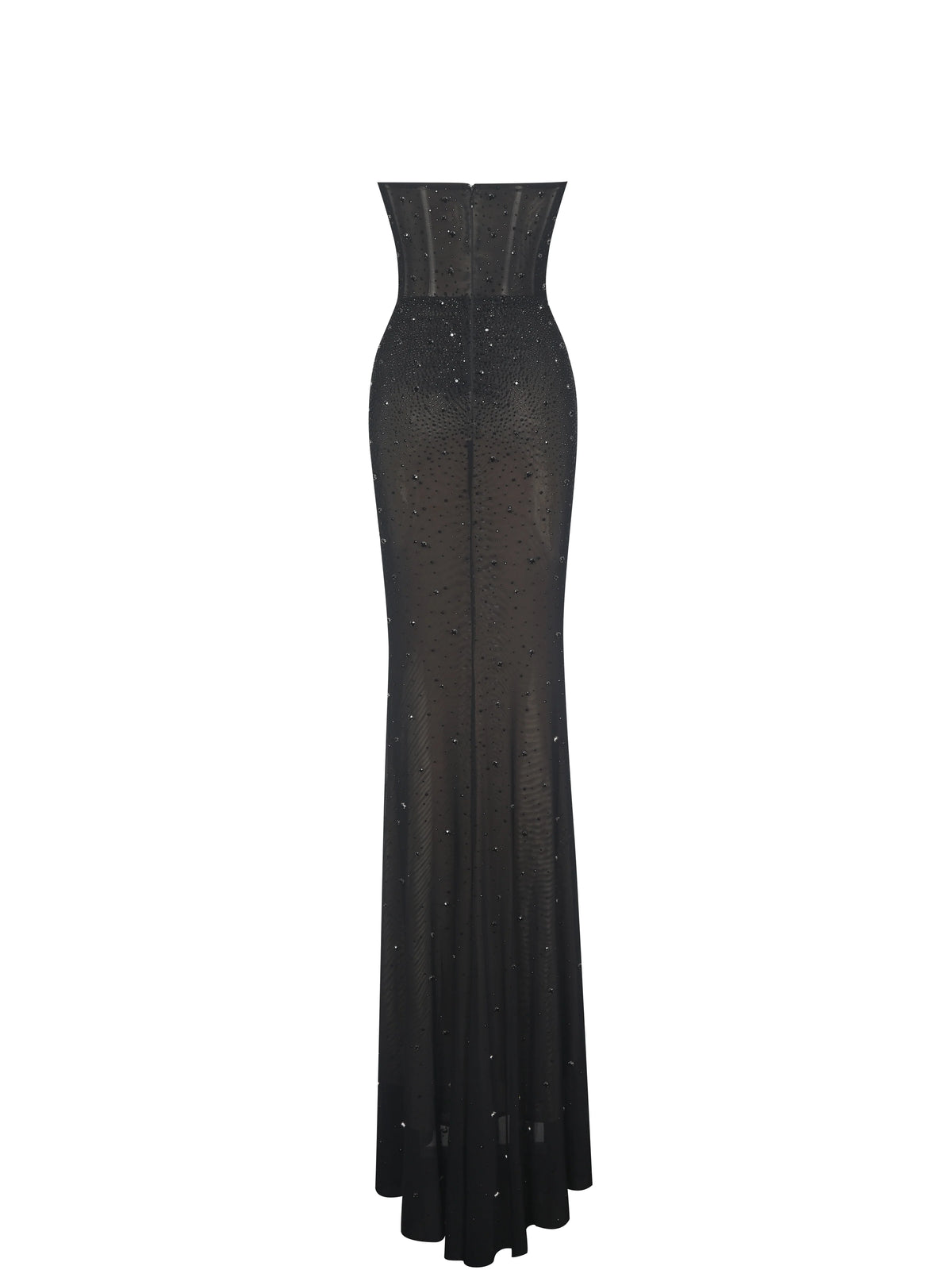 Fatima Black Crystal Sleeveless Corset Mermaid Maxi Dress