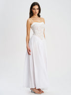 Ucille White Embroidered Chiffon Maxi Dress Archive Sale