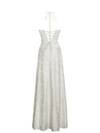 Raegan Pearl White Jacquard Ruched Maxi Dress