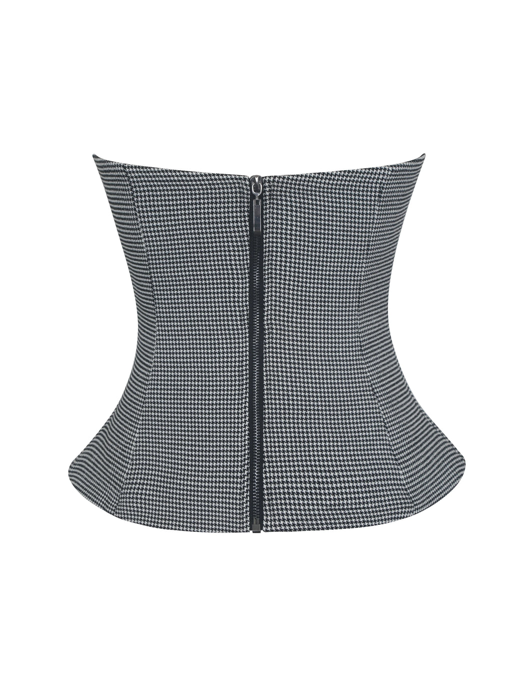 Ulla Micro Houndstooth Strapless Peplum Top