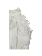 Idalia Pearl White Beaded Lace Trim Backless Halter Mini Dress
