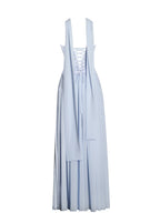 Qianna Baby Blue Peplum Drop Waist Chiffon Gown