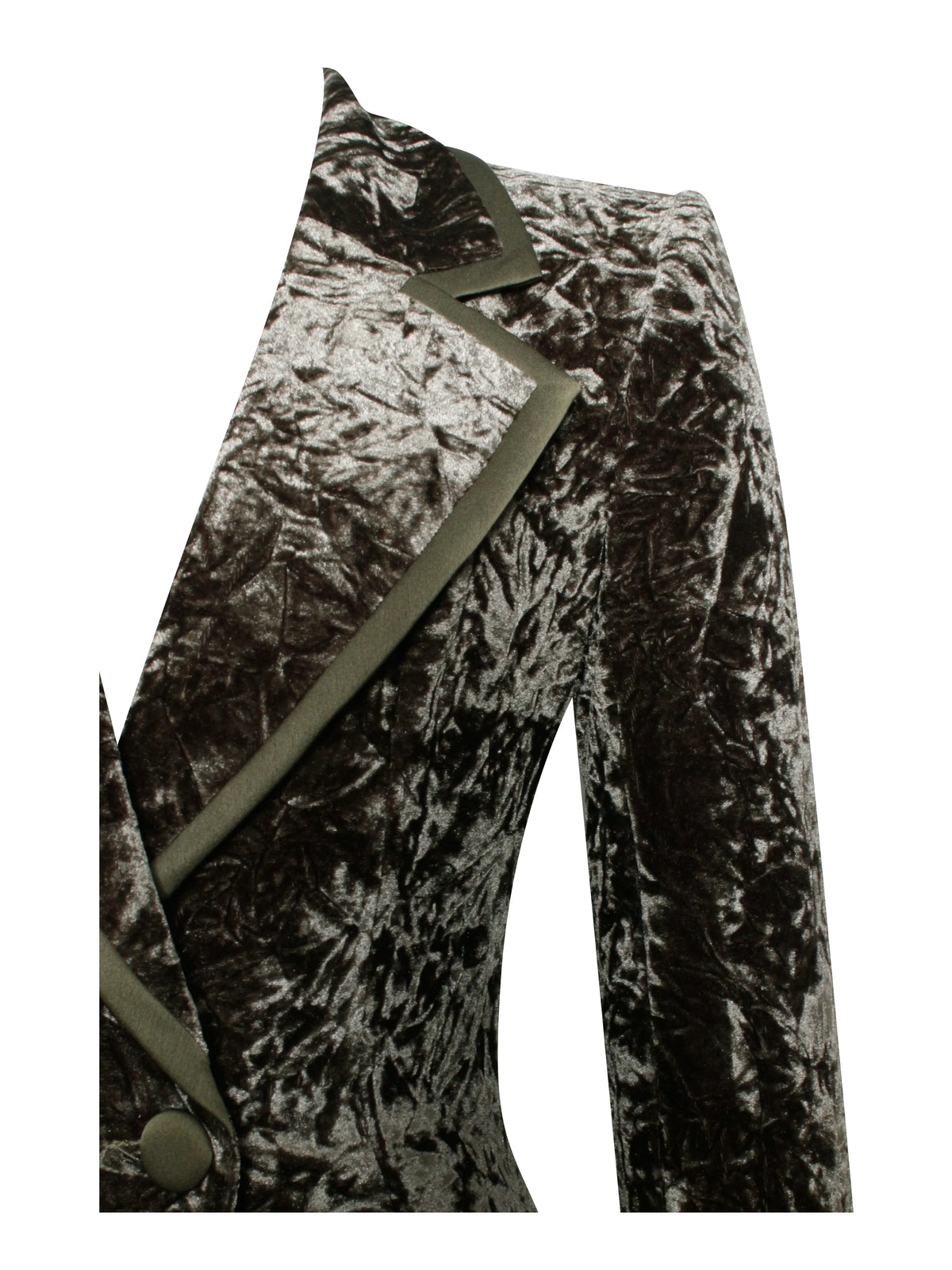 Willow Green Glossy Velvet High Slit Blazer Gown Archive Sale