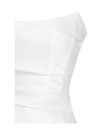 Umay White Drop Waist Satin Corset Bridal Gown