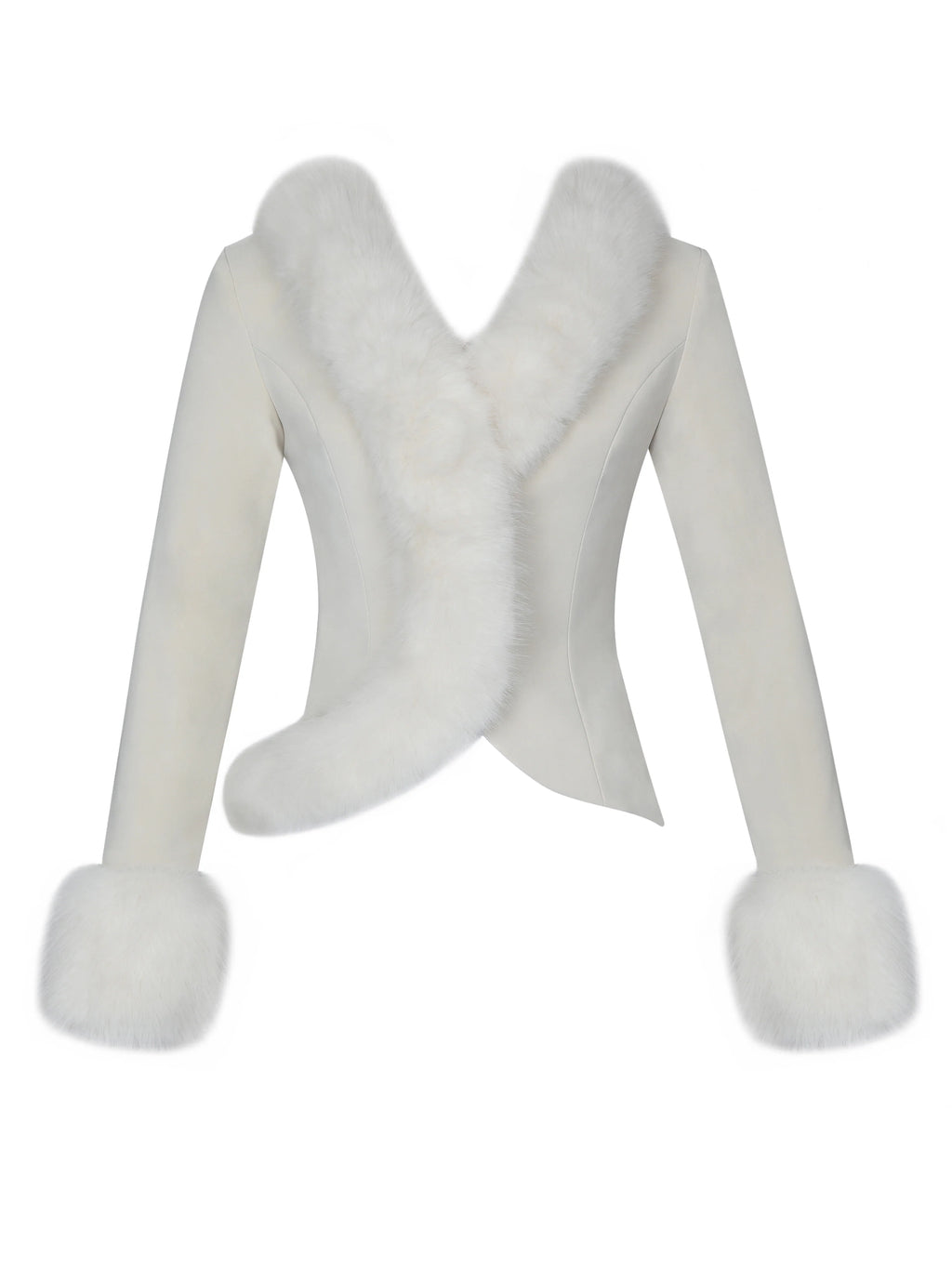 Adrian Cream Soft Leather Fur Trimmed Top