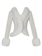 Adrian Cream Soft Leather Fur Trimmed Top