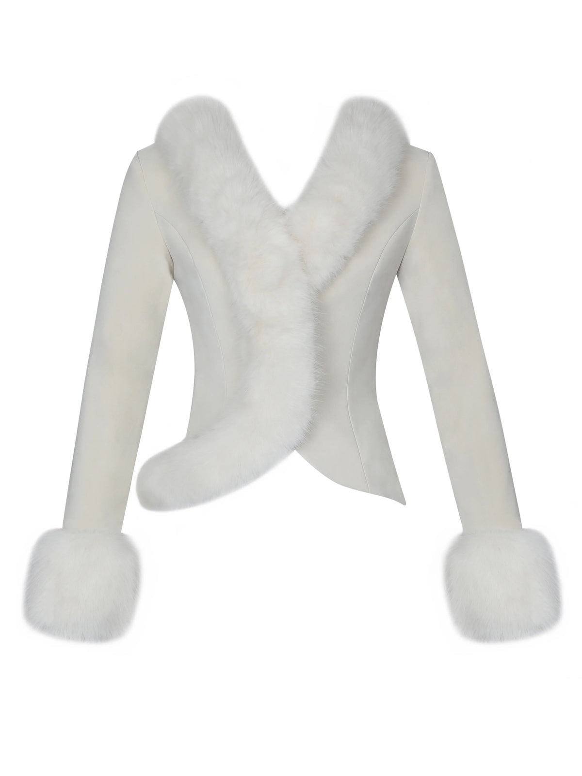Adrian Cream Soft Leather Fur Trimmed Top