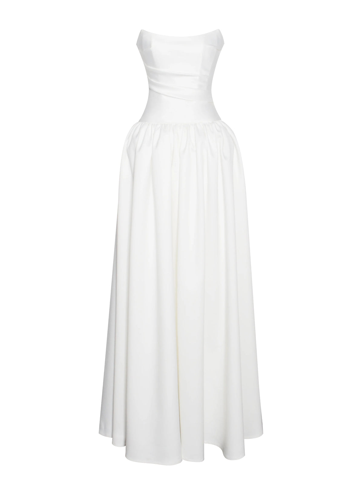Umay White Drop Waist Satin Corset Bridal Gown
