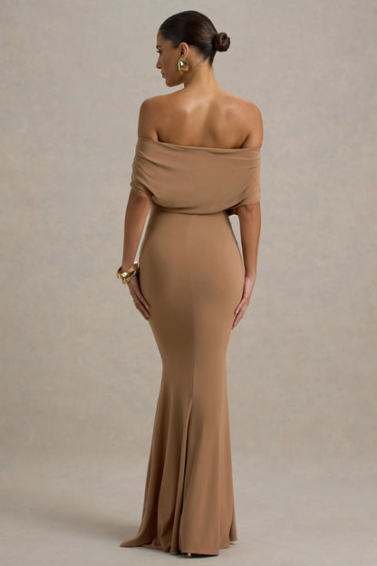 Bowden Mocha Bardot Maxi Dress