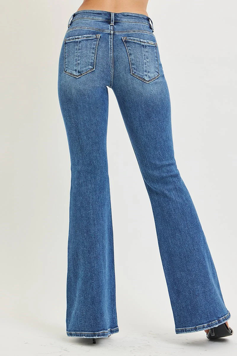 Nina Mid Rise Flare Jeans