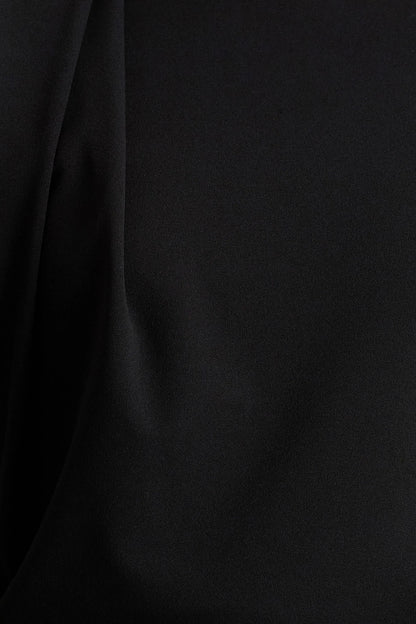 Tiff Black Crew Neck Jumpsuit With Draped Detailing