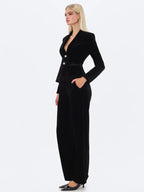 Ronnie Low Waisted Straight Leg Black Velvet Pants