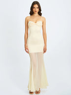 Zayne Butter Yellow Ruch Breast Chiffon Mermaid Maxi Dress