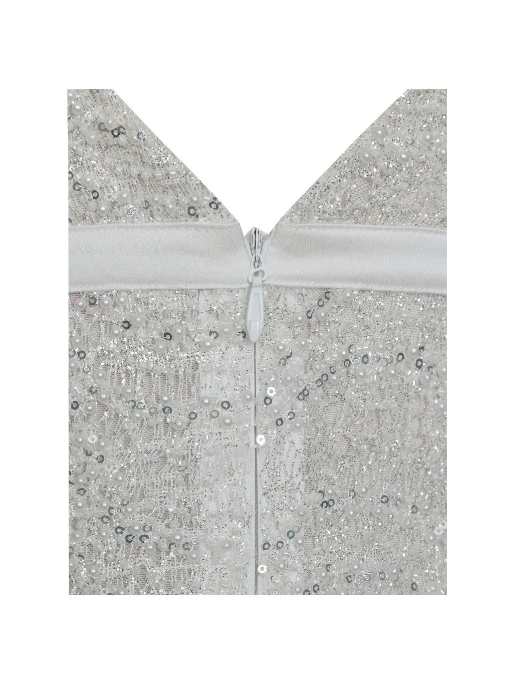 Adelaide White Beaded Sequin Net Bodycon Gown