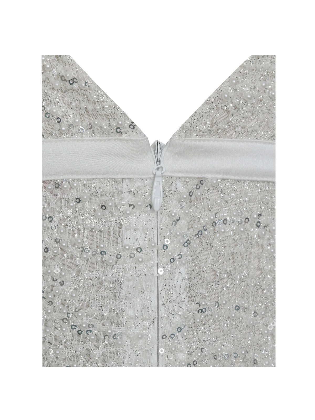 Adelaide White Beaded Sequin Net Bodycon Gown