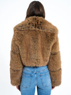 Yadavi Brown Vegan Fur Cropped Jacket