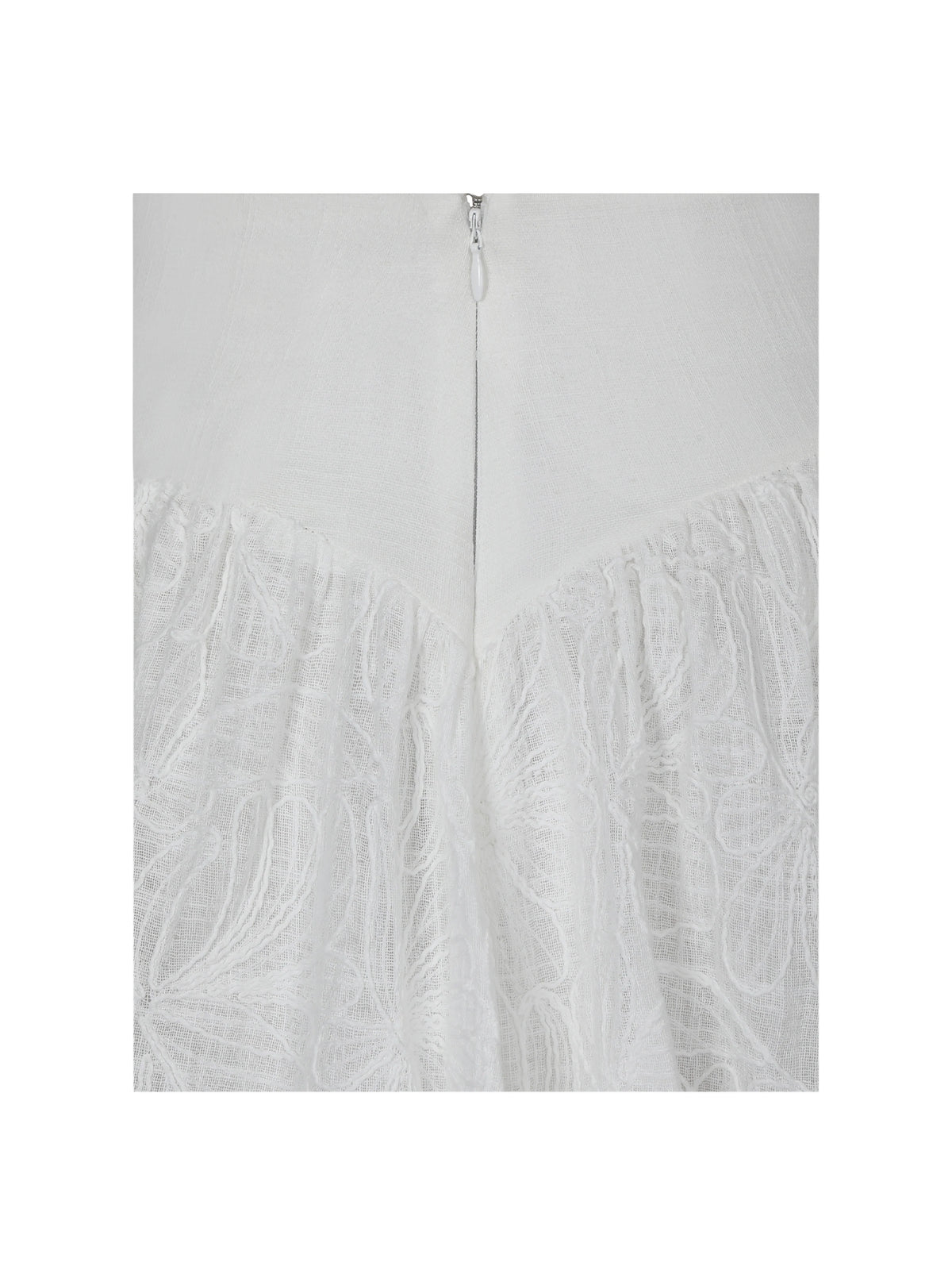 Quisha White Embroidered Cotton Gauze Gathered A Line Mini Skirt