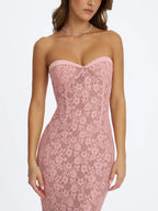 Rosalyn Pink Lace Sweetheart Maxi Mermaid Dress
