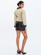 Vinette Sage Cotton Gabardine Cropped Front Zip Jacket