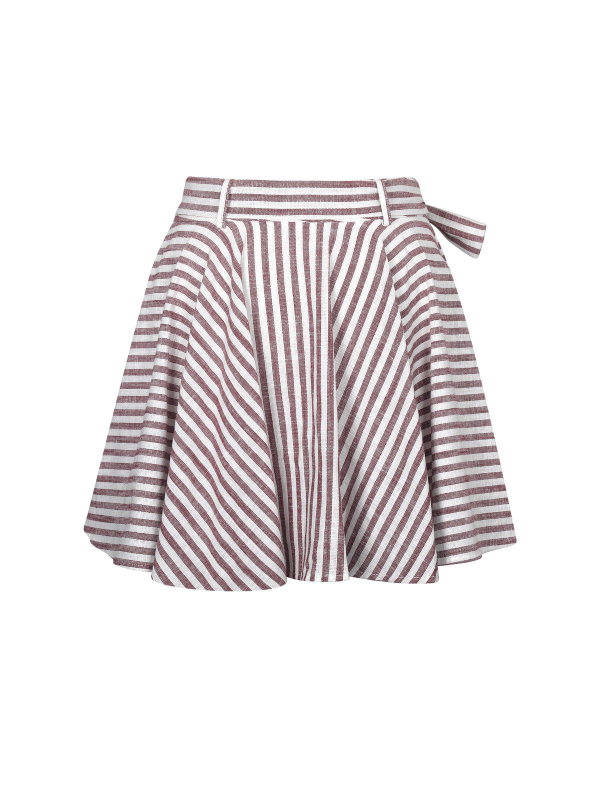 Xolani Red White Striped Linen Mini Skirt