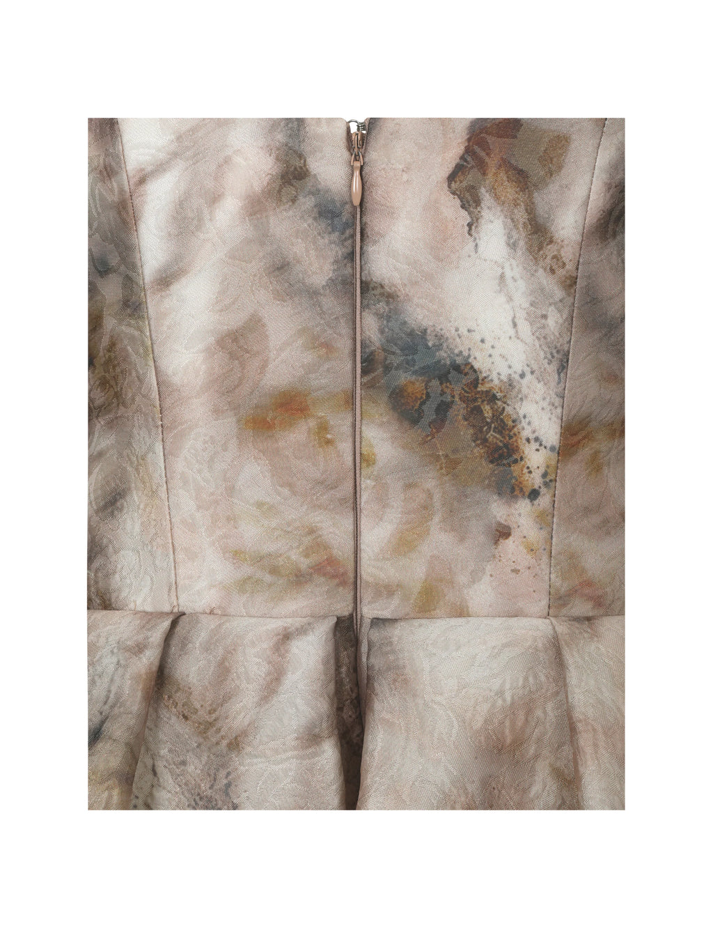 Micaela Camel Watercolor Jacquard Chiffon Dipped Hem Gown