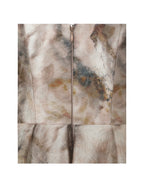 Micaela Camel Watercolor Jacquard Chiffon Dipped Hem Gown