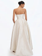 Tomika Ivory Jacquard Dipped Hem Wedding Gown