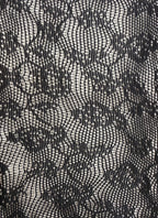 Miss Circle Black Lace Floral Print Thigh High Stockings