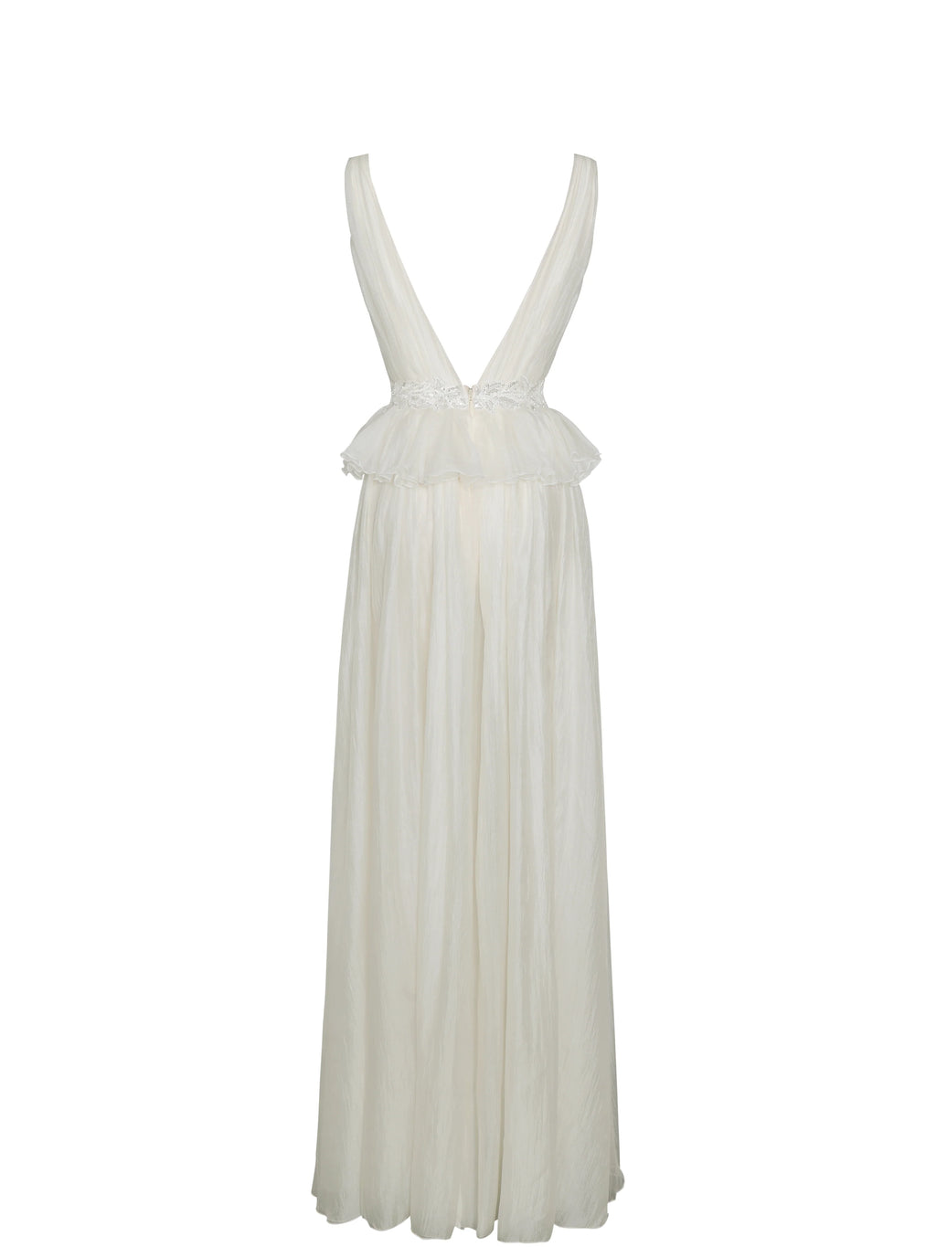 Calleigh Off White Flare Beaded Belt Maxi Gown