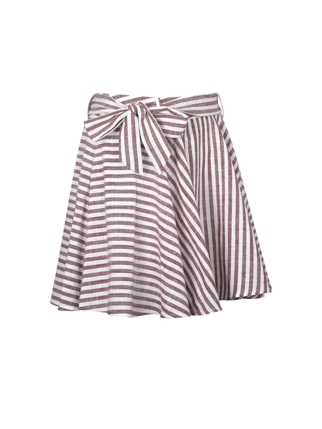 Xolani Red White Striped Linen Mini Skirt