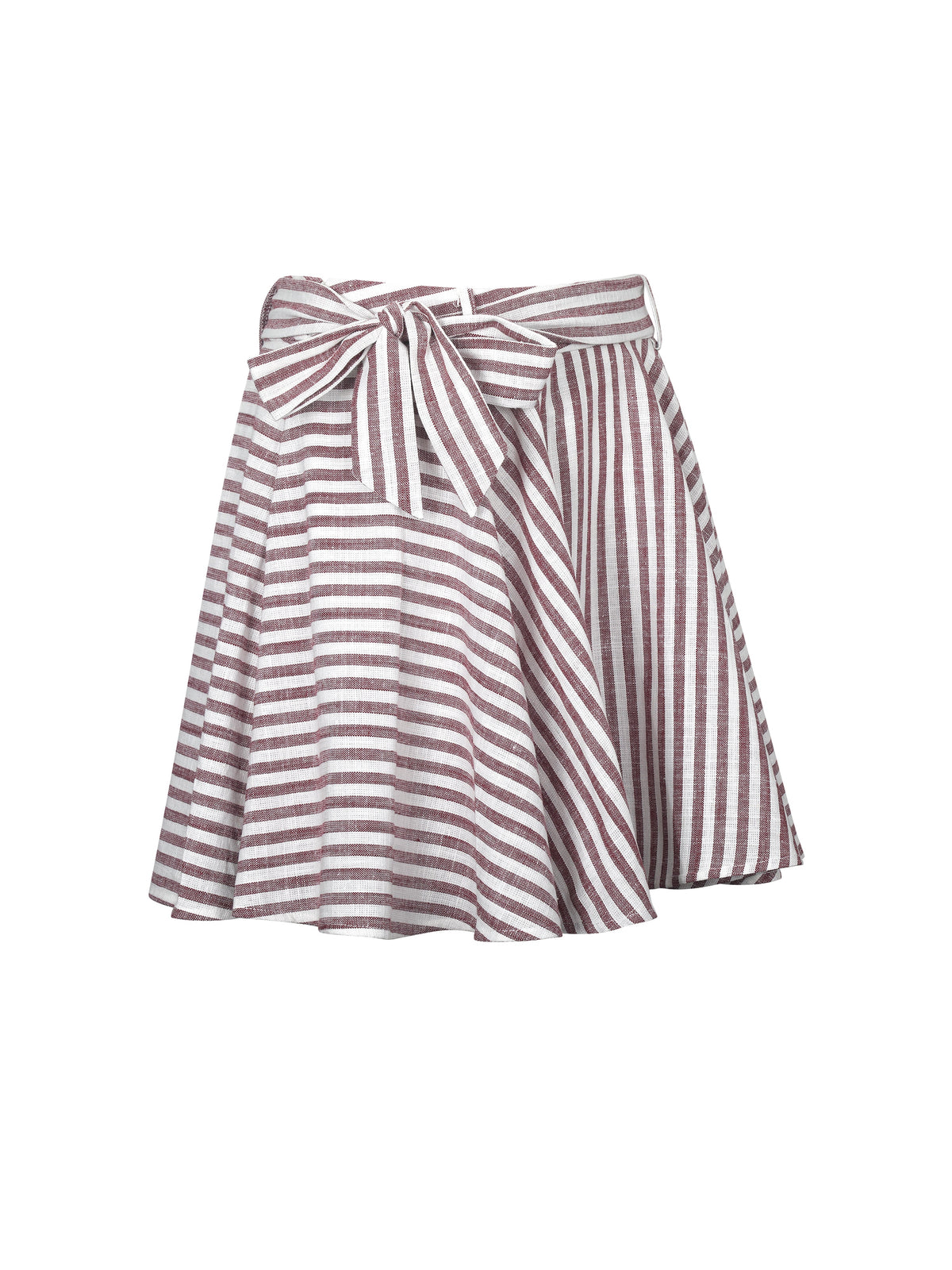 Xolani Red White Striped Linen Mini Skirt