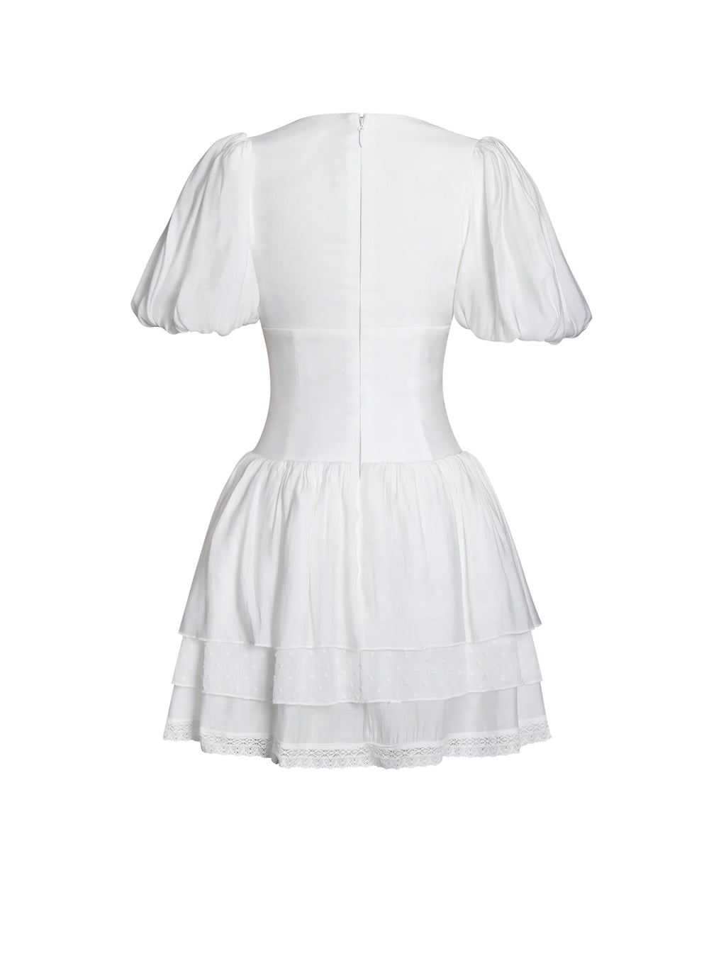 Caitlyn White Bubble Sleeve Corset Layered Mini Dress