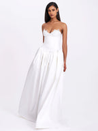 Naila Lace Trim Strapless Drop Waist Wedding Gown