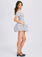 Umika Polka Dot Cotton Poplin Bubble Hem Mini Dress