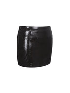 Vivian Mocha Faux Leather Low Rise Mini Skirt